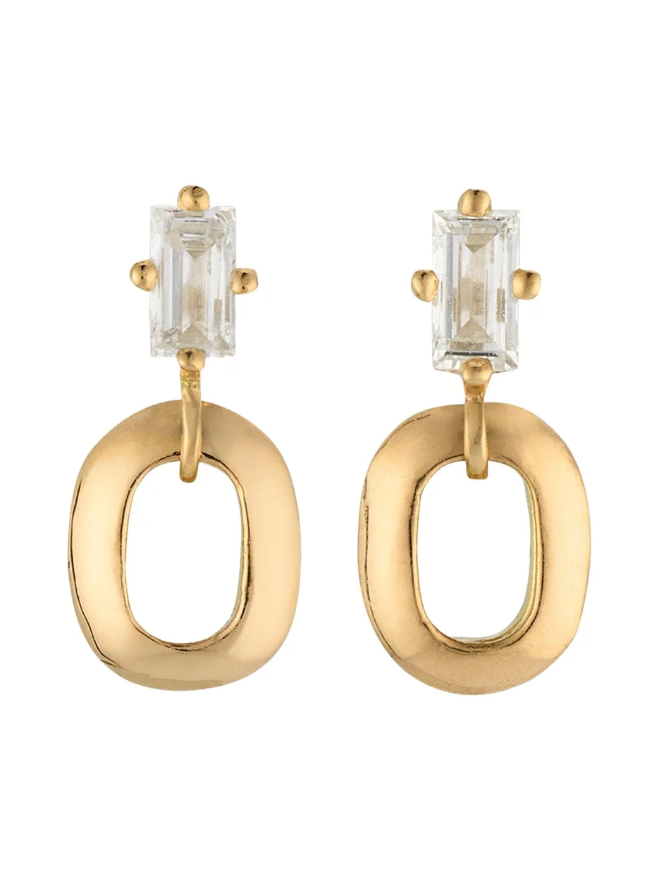 Lizzie Mandler Fine Jewelry 18K Yellow Gold Prong-Set Baguette Diamond Stud Earrings