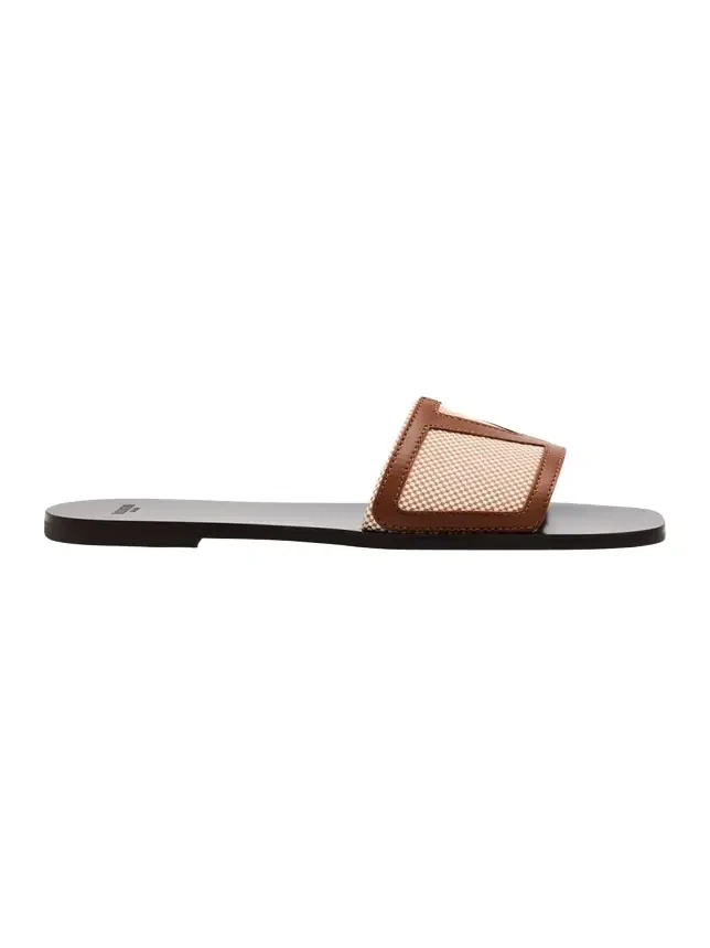 Valentino Garavani Viva VLogo Canvas Flat Slide Sandals