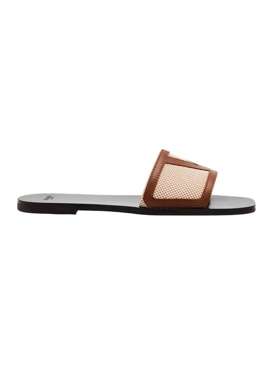 Viva VLogo Canvas Flat Slide Sandals