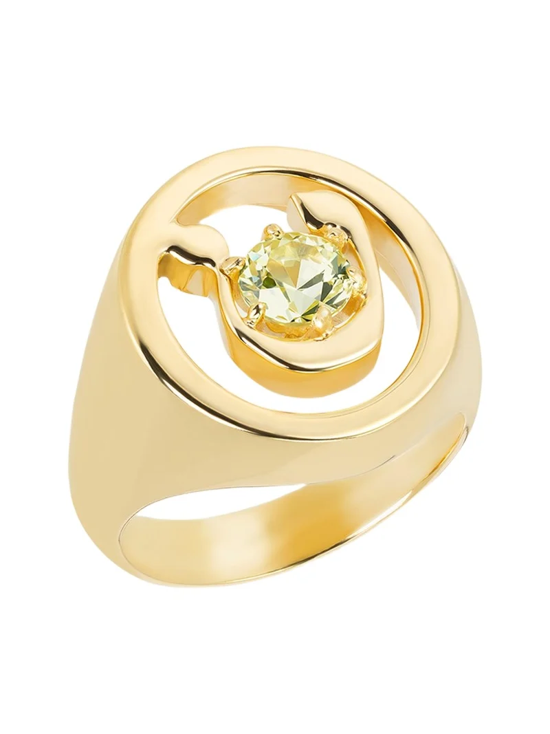 18K Gold Hebrew TET Initial Signet Ring