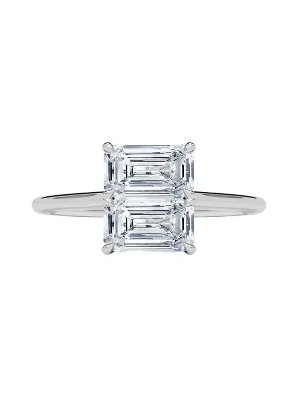 18K Emerald Lab Grown Diamond East-West Twin Ring
