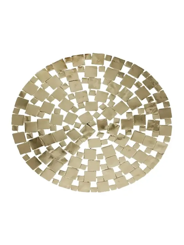 Nomi K Modern Squares Goldtone Metal Placemat, 15" Round