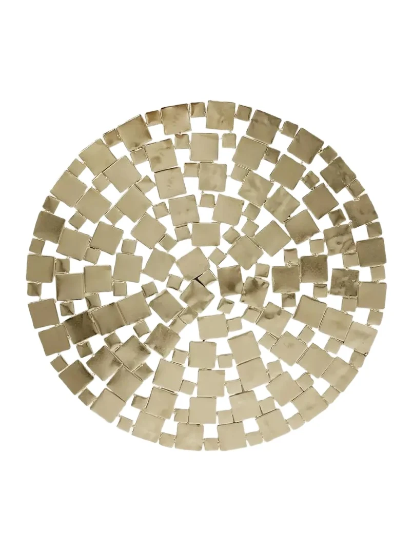 Nomi K Modern Squares Goldtone Metal Placemat, 15" Round