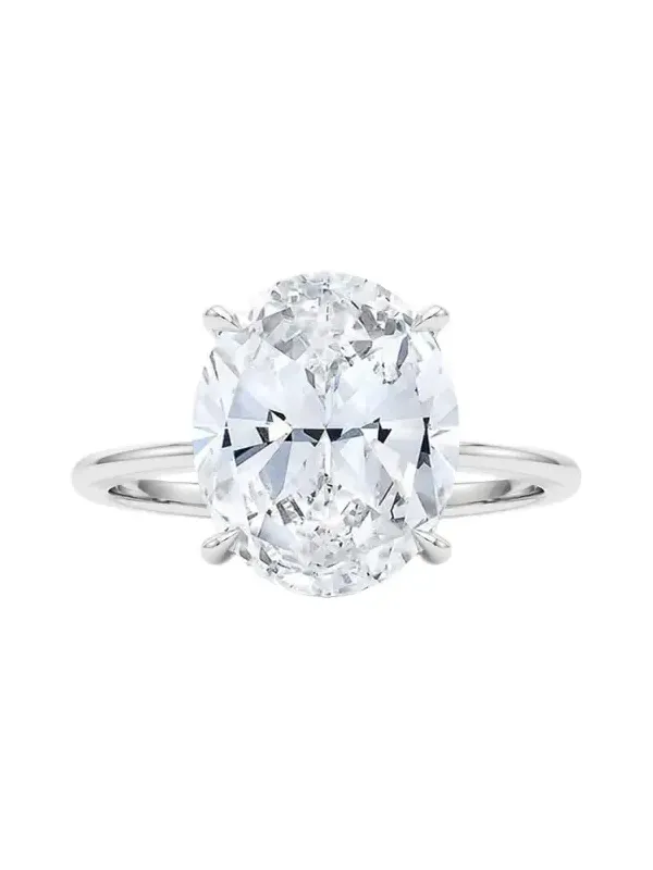 18K Oval Cut Hidden Halo Platinum Lab Grown Diamond Ring, 2.0tcw