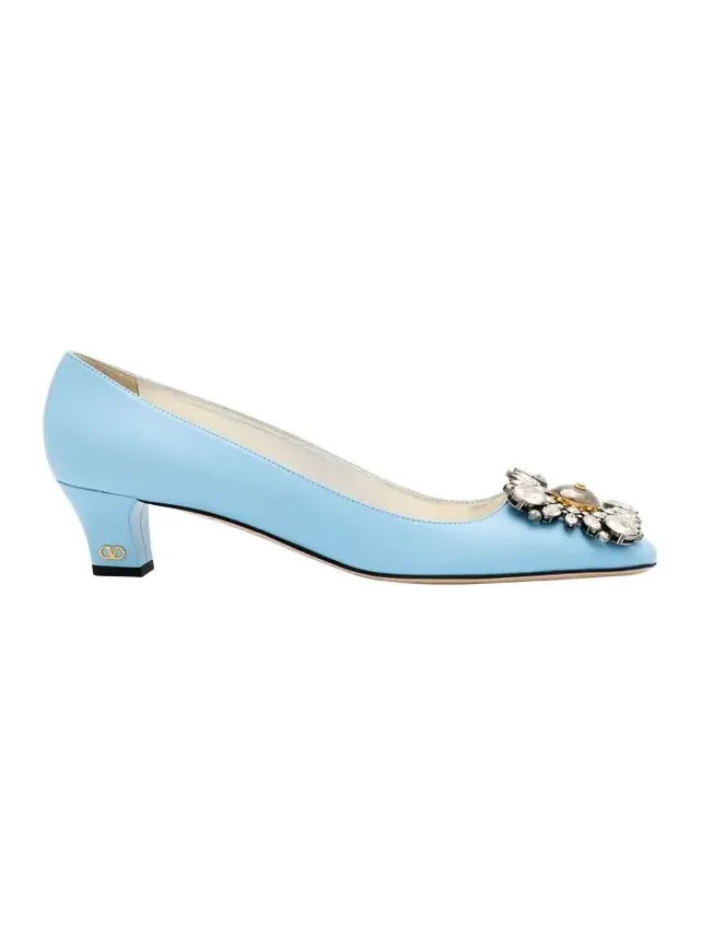 Leather Crystal Ornament Pumps Leather Crystal Ornament Pumps