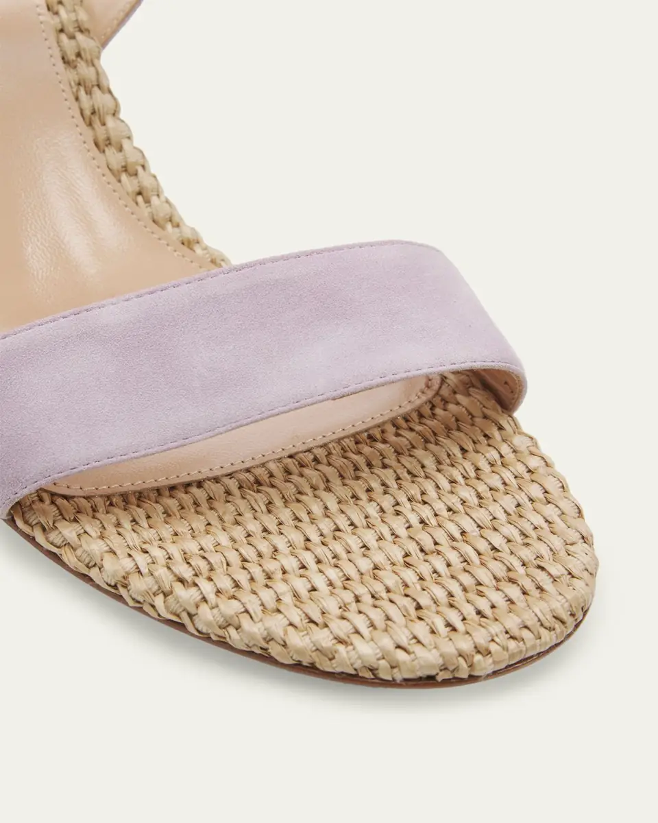 Gianvito Rossi Suede Raffia Ankle-Strap Sandals | Thumbnail 18