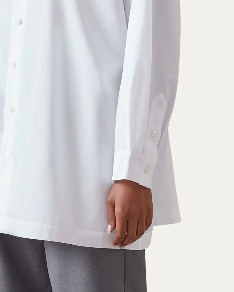 Eskandar Slim A-line Back Pleat Shirt With Collar (Long Plus Length) | Thumbnail 5