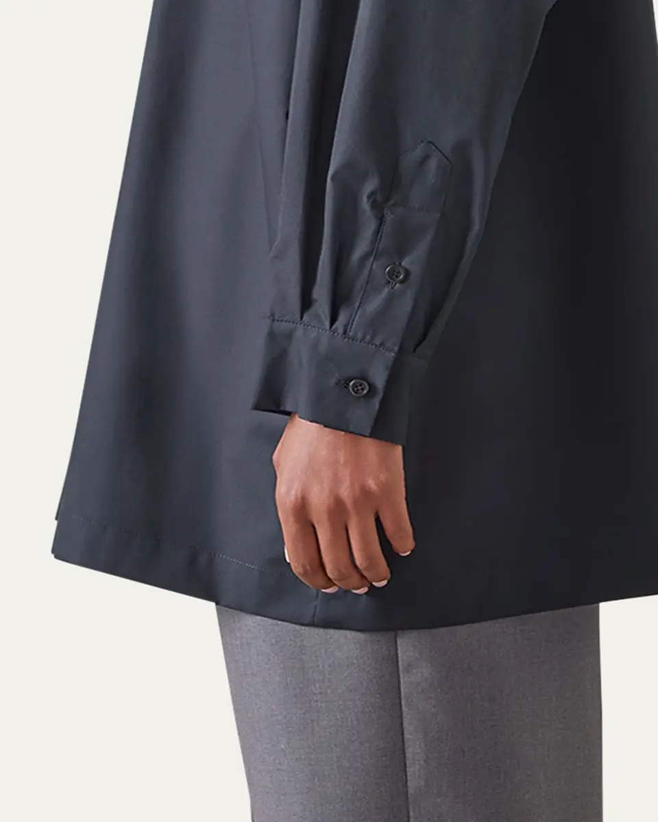 Eskandar Slim A-line Back Pleat Shirt With Collar (Long Plus Length) | Thumbnail 10