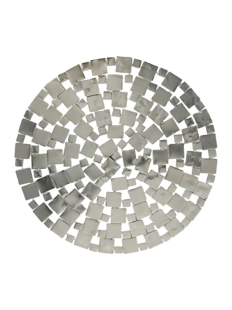 Modern Squares Silvertone Metal Placemat, 15" Round Modern Squares Silvertone Metal Placemat, 15" Round