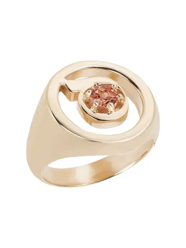 18K Gold Hebrew SAMECH Initial Signet Ring