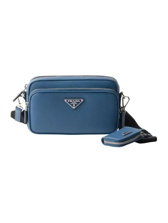 Men's Saffiano Leather Crossbody Bag with Pouch