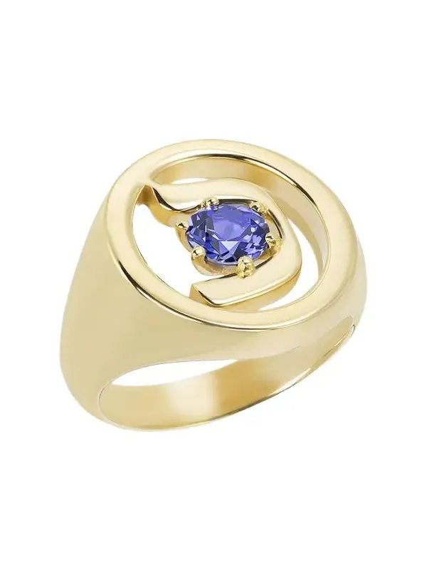 18K Gold Hebrew KHAF Initial Signet Ring