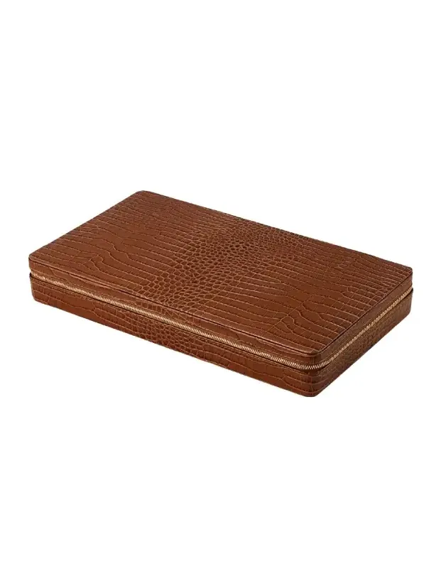 AERIN Enzo Leather Travel Chess Set