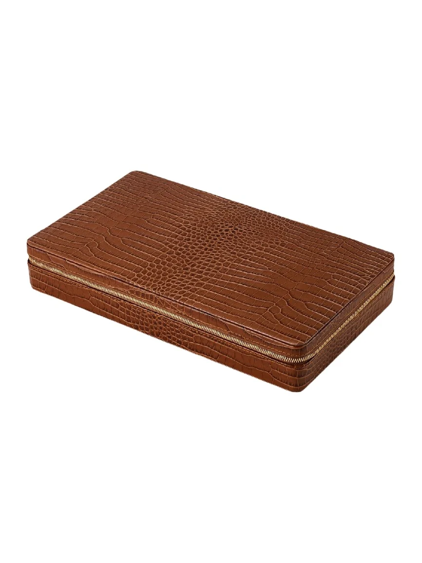 AERIN Enzo Leather Travel Chess Set