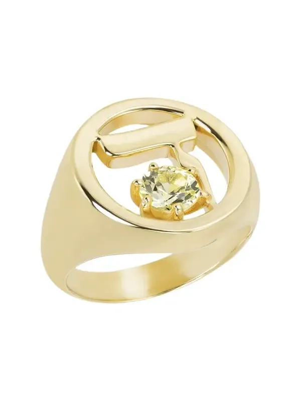 18k Gold Hebrew DALET Initial Signet Ring