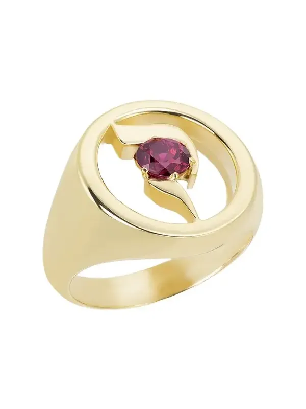 18K Gold Hebrew QUF Initial Signet Ring