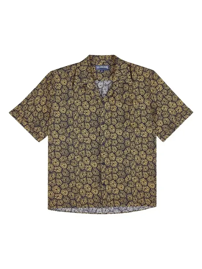 Men's Linen Flower-Print Camp Shirt Men's Linen Flower-Print Camp Shirt