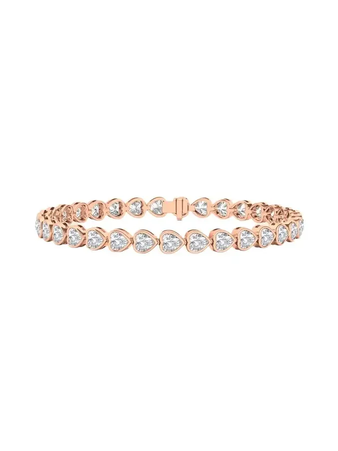 18K Heart Shape Bezel Lab Grown Diamond Bracelet
