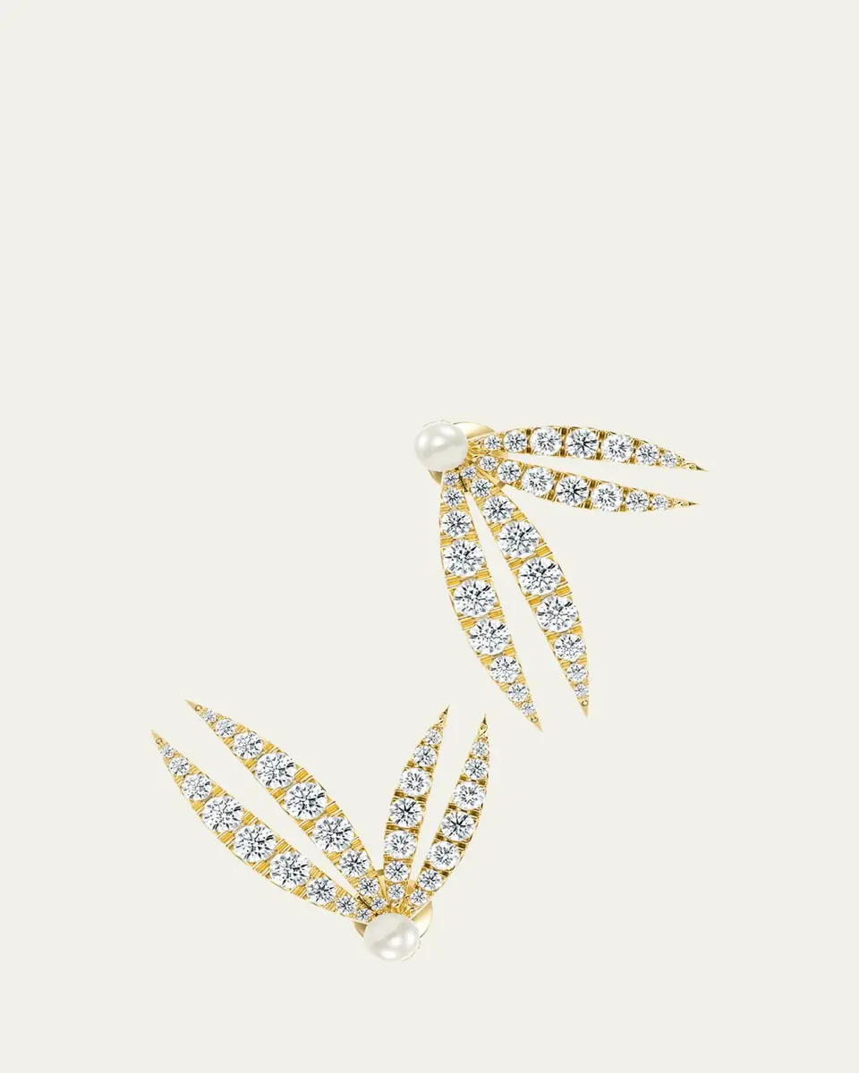 KAMAL Lotus Diamond and Pearl Flourish Earrings | Thumbnail 6