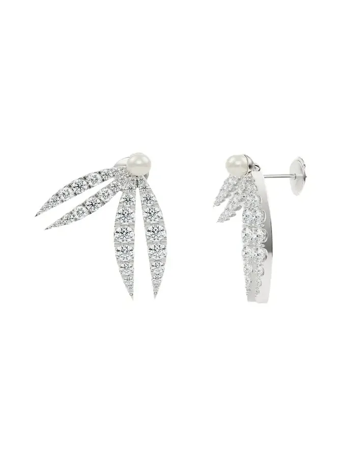 Lotus Diamond and Pearl Flourish Earrings Lotus Diamond and Pearl Flourish Earrings