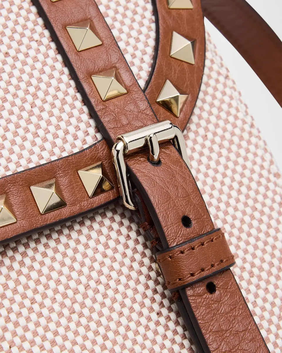 Valentino Garavani Rockstud Small Canvas Saddle Crossbody Bag | Thumbnail 5
