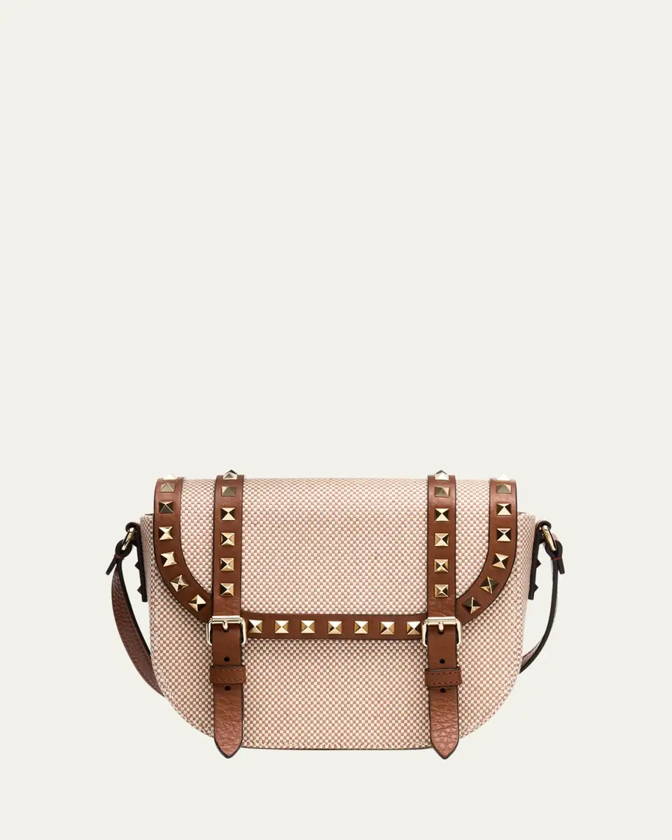 Valentino Garavani Rockstud Small Canvas Saddle Crossbody Bag | Thumbnail 6