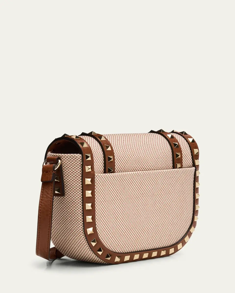 Valentino Garavani Rockstud Small Canvas Saddle Crossbody Bag | Thumbnail 8