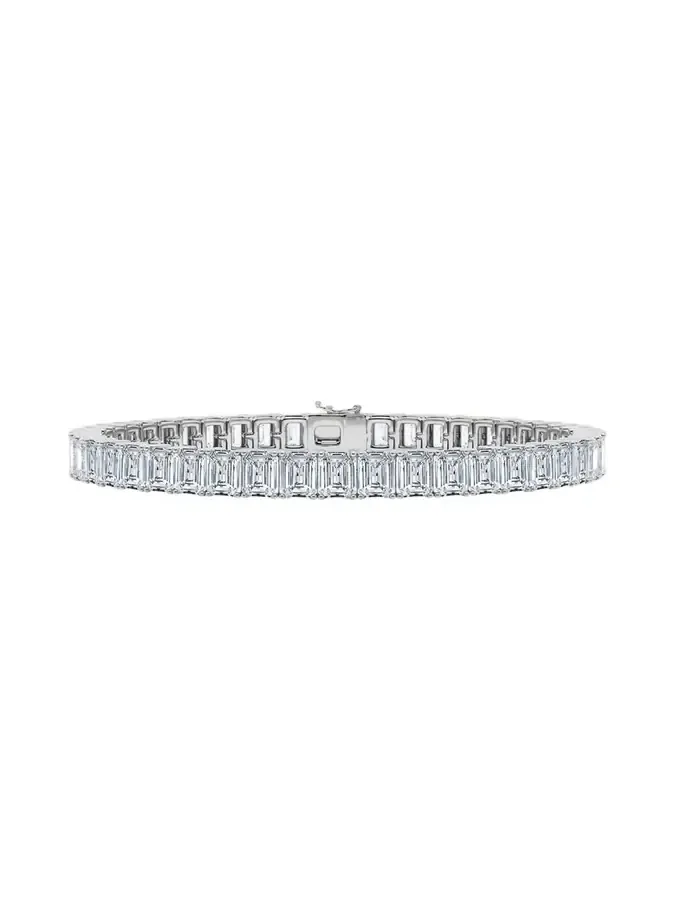 18K Vertical Emerald Lab Grown Diamond Tennis Bracelet