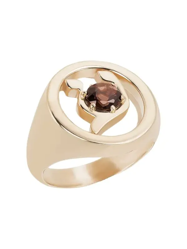 18K Gold Hebrew AYN Initial Signet Ring