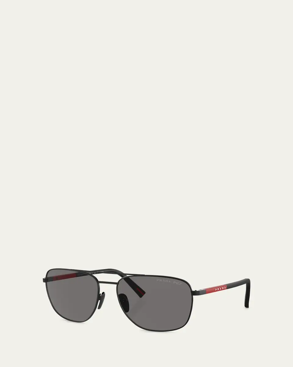 Prada Men's ps 54zs Polarized Steel Aviator Sunglasses | Thumbnail 2