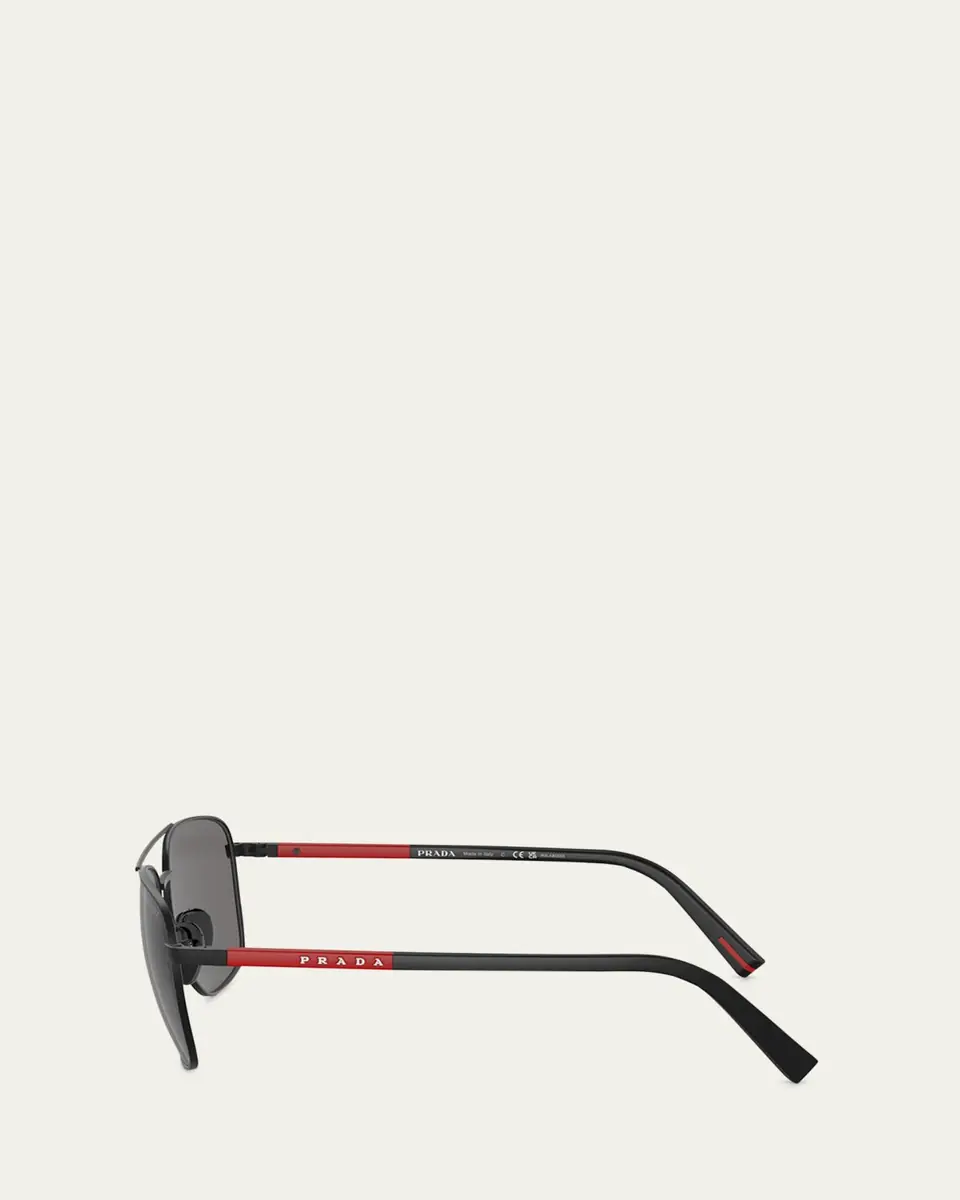 Prada Men's ps 54zs Polarized Steel Aviator Sunglasses | Thumbnail 3
