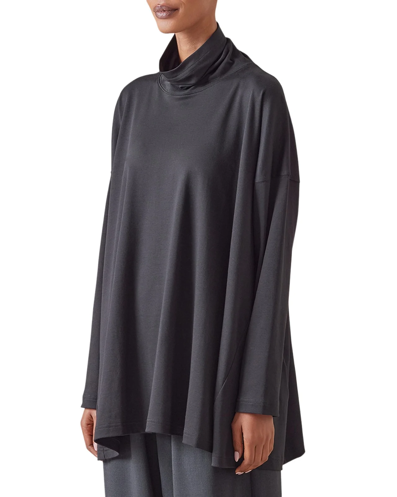 Eskandar Side Panelled Scrunch Neck T-Shirt (Long Length)