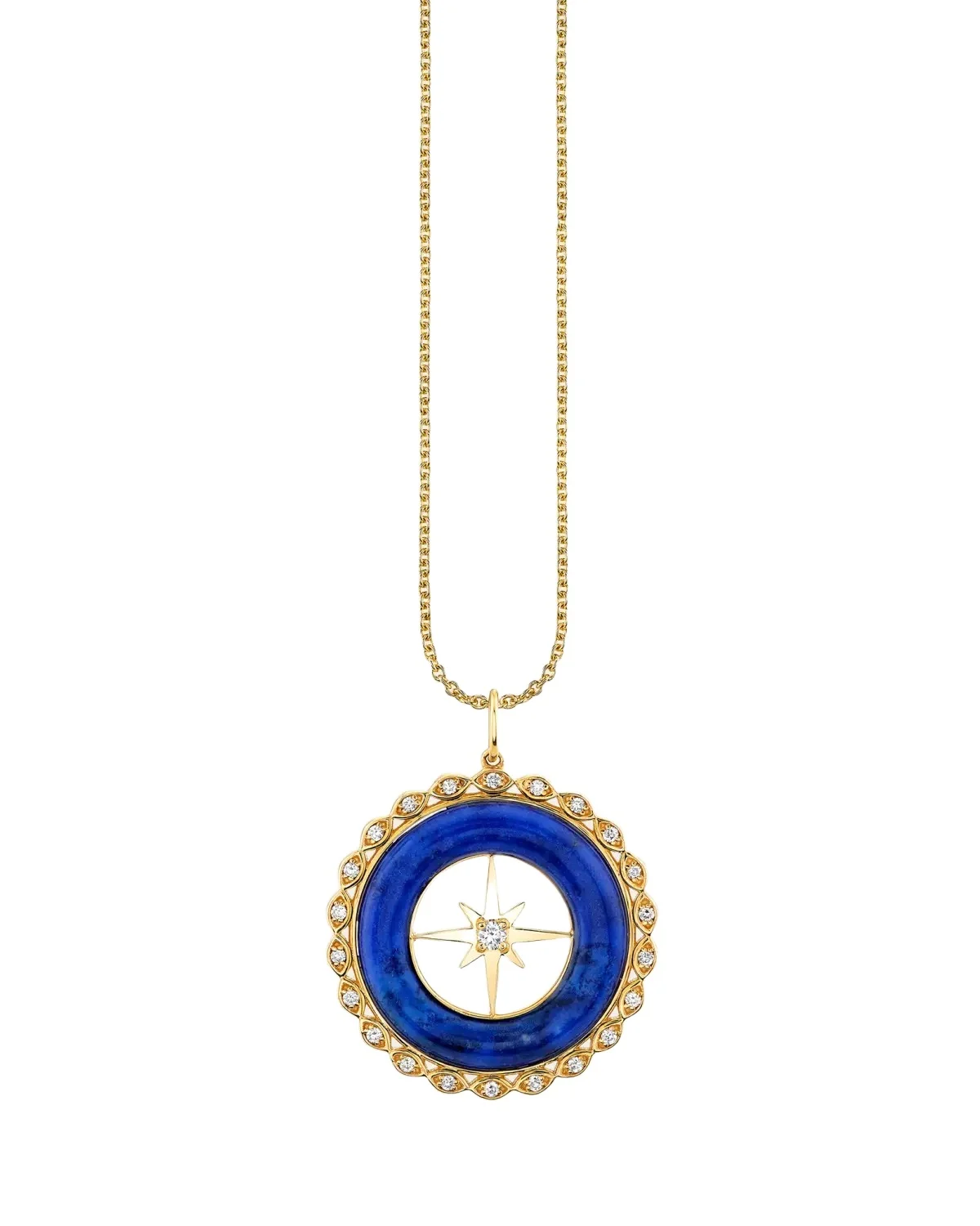 14K Yellow Gold Starburst Lapis and Diamond Pendant 14K Yellow Gold Starburst Lapis and Diamond Pendant