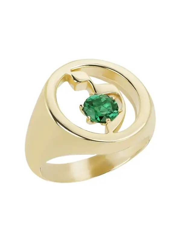 18K Gold Hebrew LAMED Initial Signet Ring