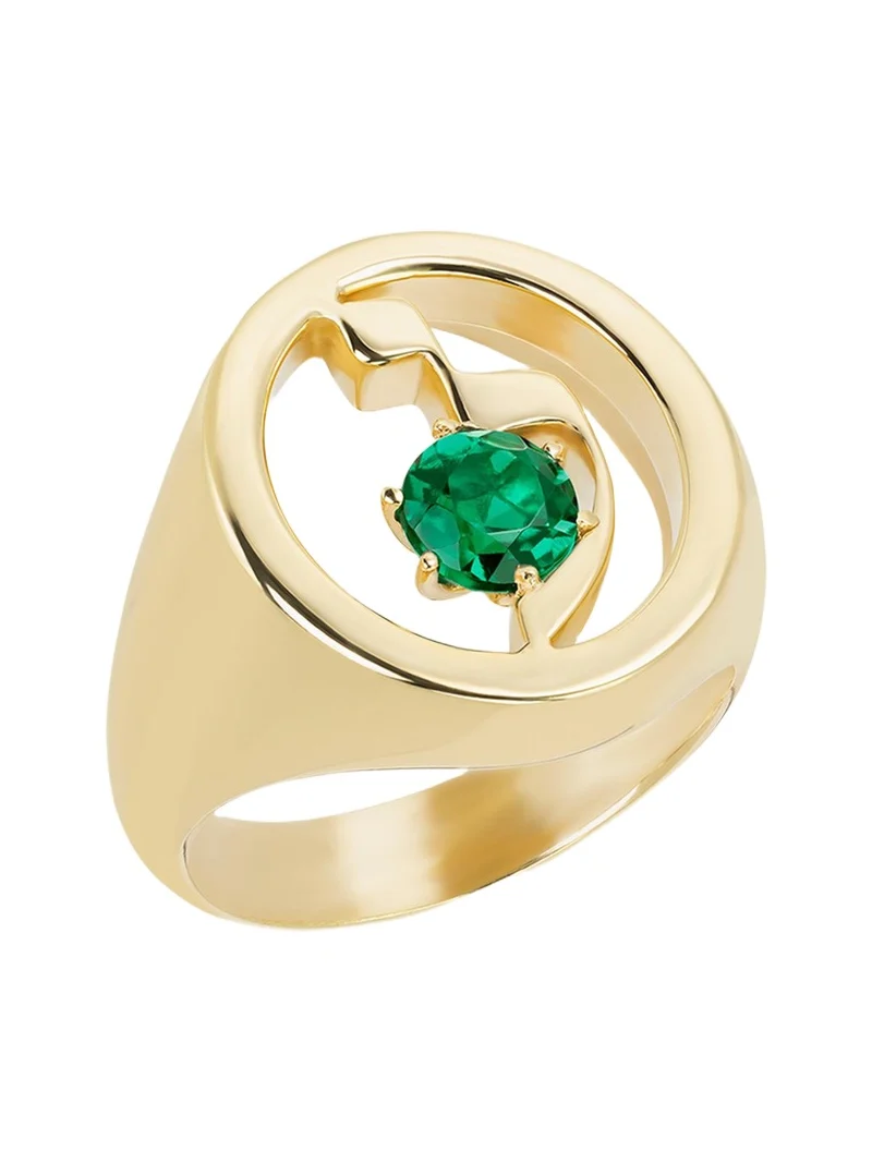 18K Gold Hebrew LAMED Initial Signet Ring
