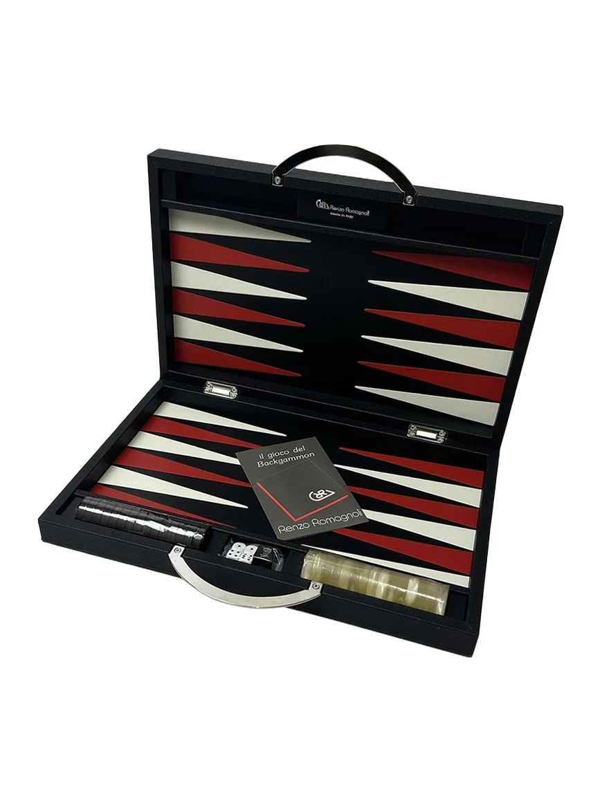 Renzo Romagnoli Small Leather Travel Backgammon Set