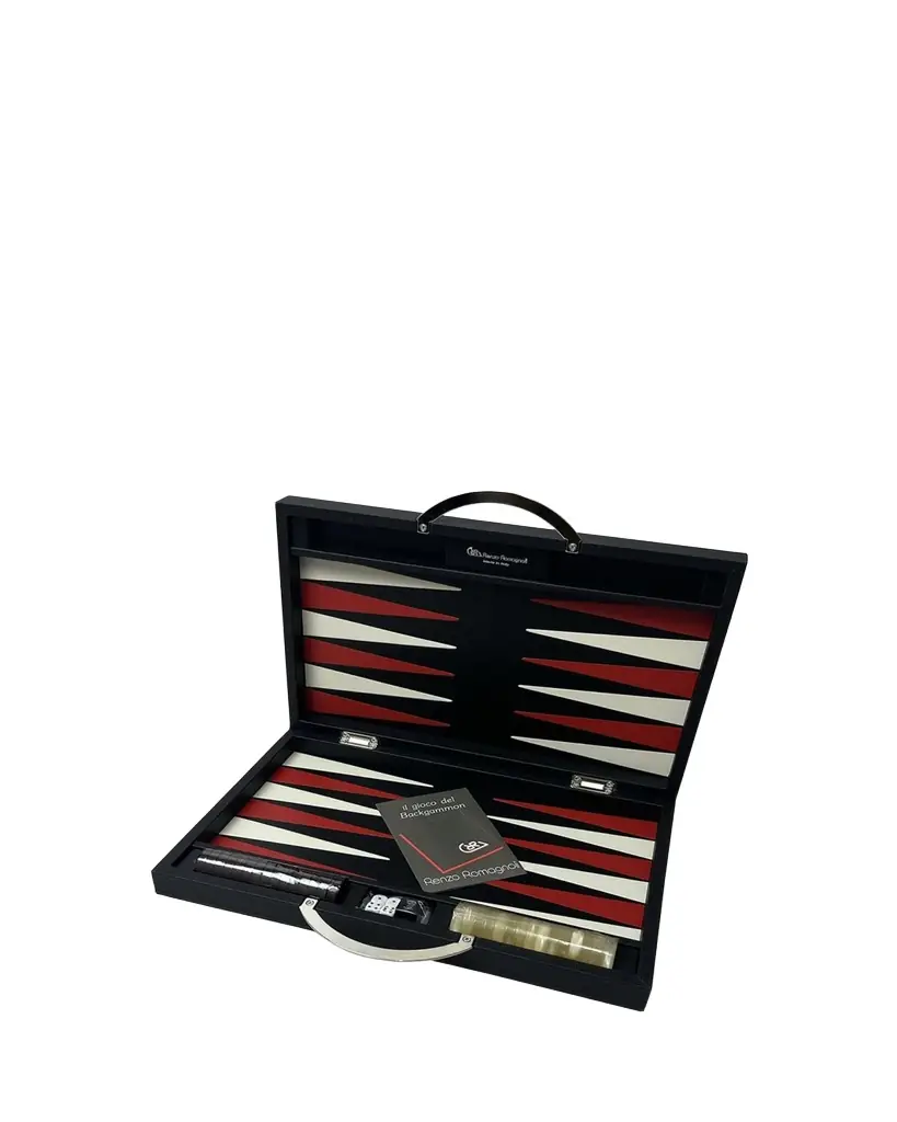Renzo Romagnoli Small Leather Travel Backgammon Set | Image 1 Renzo Romagnoli Small Leather Travel Backgammon Set | Image 1