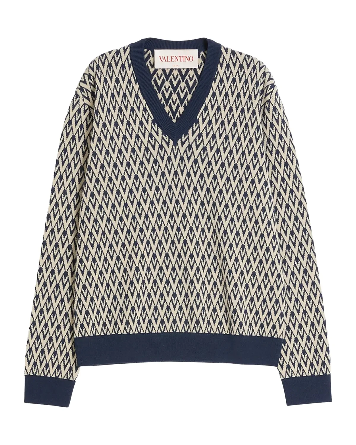 Men's V Jacquard Wool Sweater