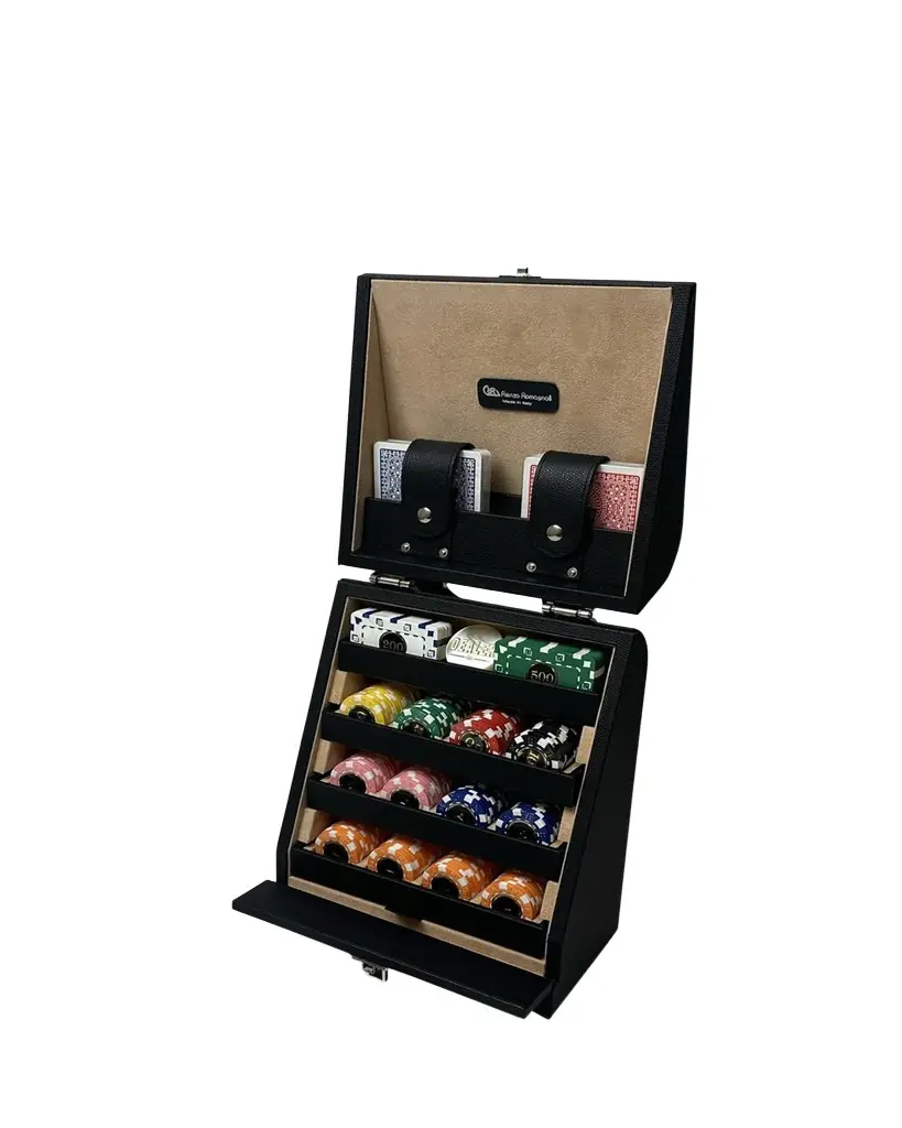 Renzo Romagnoli Dollaro Leather Vertical Poker Set | Image 1 Renzo Romagnoli Dollaro Leather Vertical Poker Set | Image 1