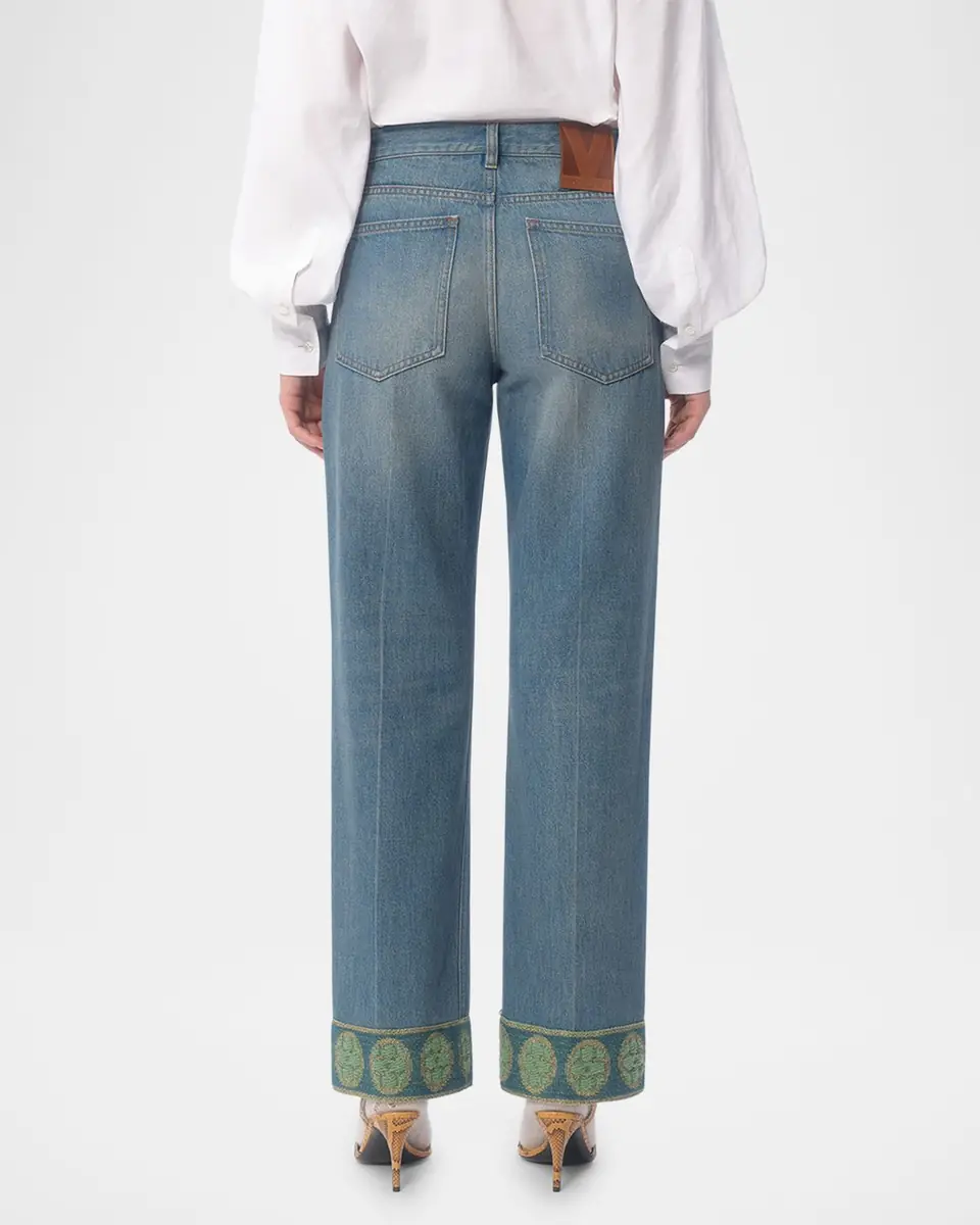 Valentino Garavani Embroidered Cuff Denim Pants | Thumbnail 2 Valentino Garavani Embroidered Cuff Denim Pants | Thumbnail 2