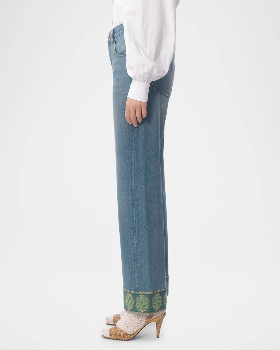 Valentino Garavani Embroidered Cuff Denim Pants | Thumbnail 3 Valentino Garavani Embroidered Cuff Denim Pants | Thumbnail 3