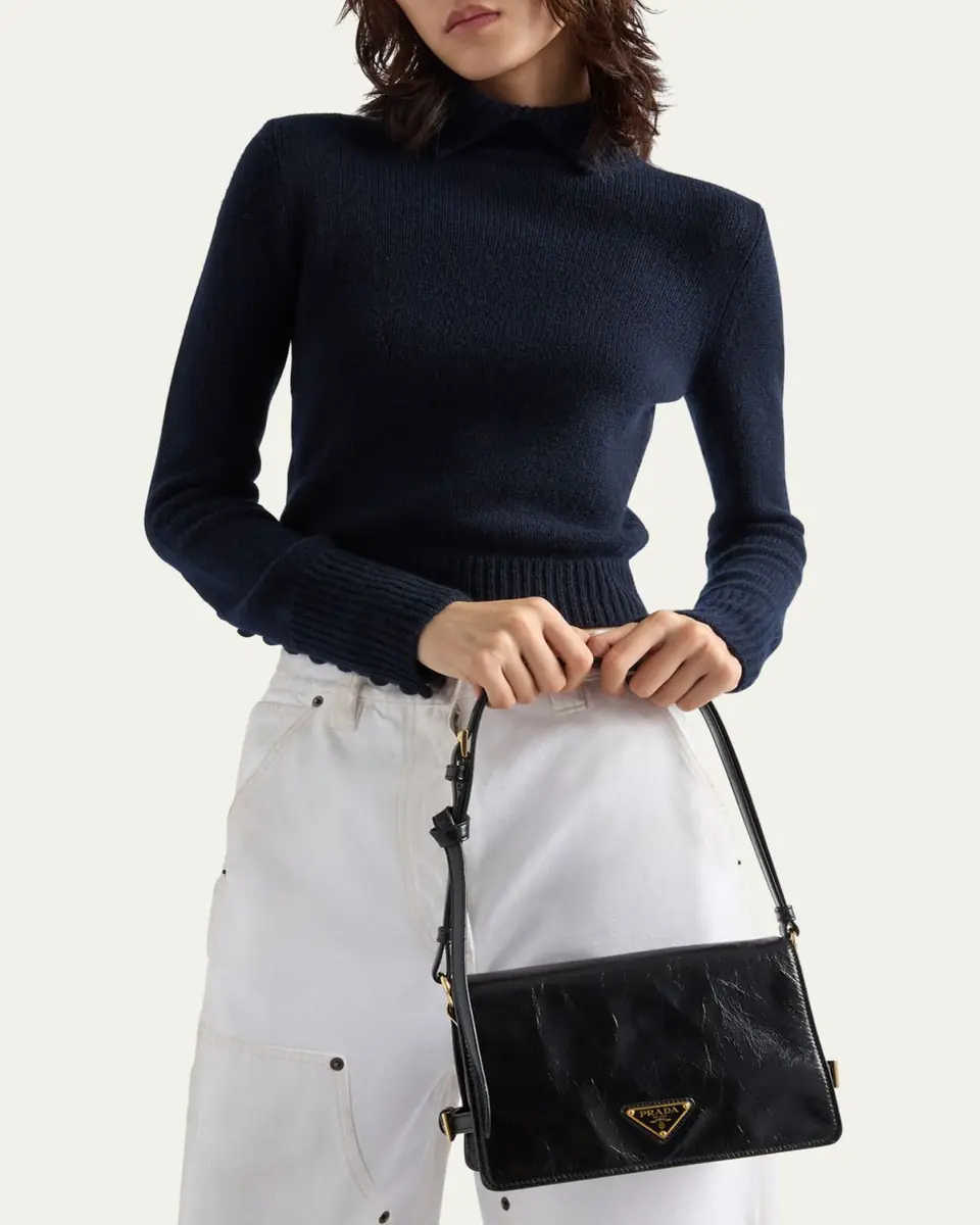Prada Flap Soft Leather Shoulder Bag | Thumbnail 2