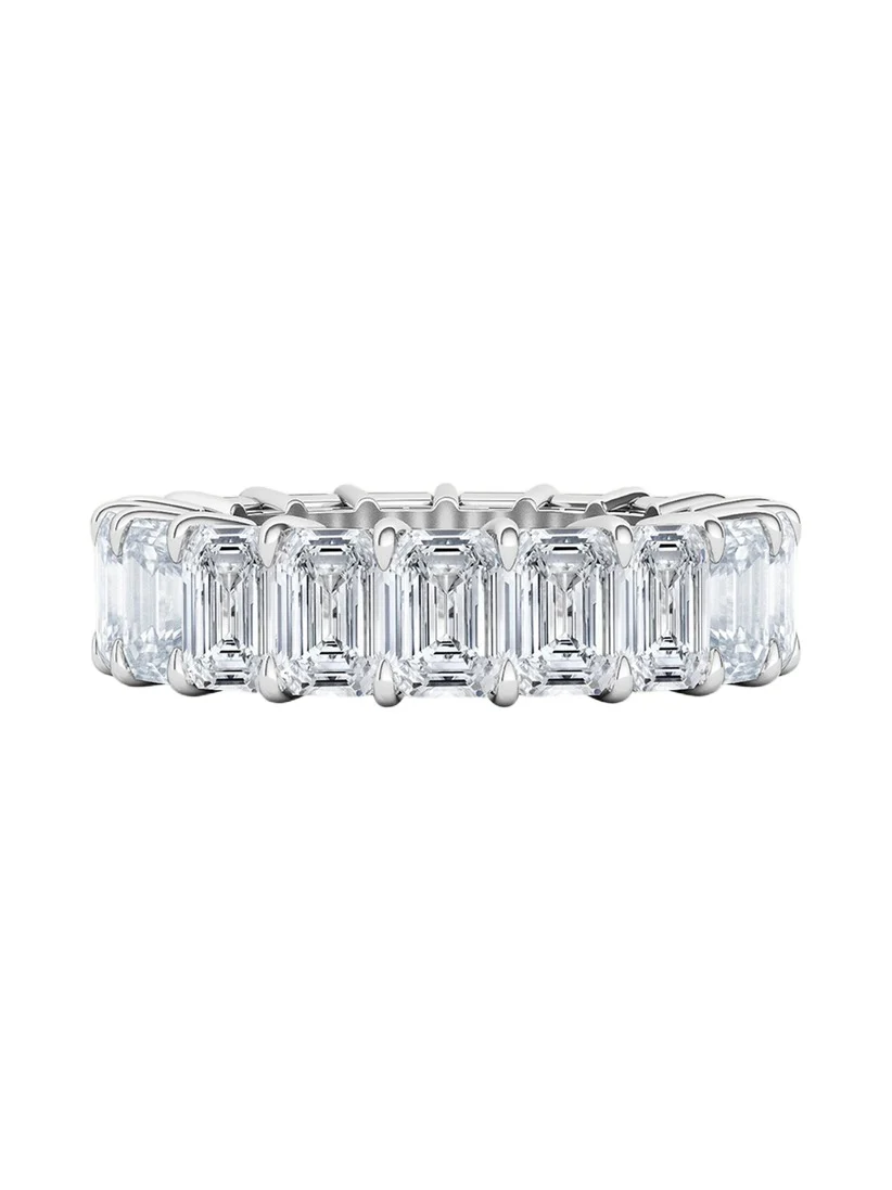 18K Emerald Cut Lab Grown Diamond Eternity Band, 9.0tcw 18K Emerald Cut Lab Grown Diamond Eternity Band, 9.0tcw