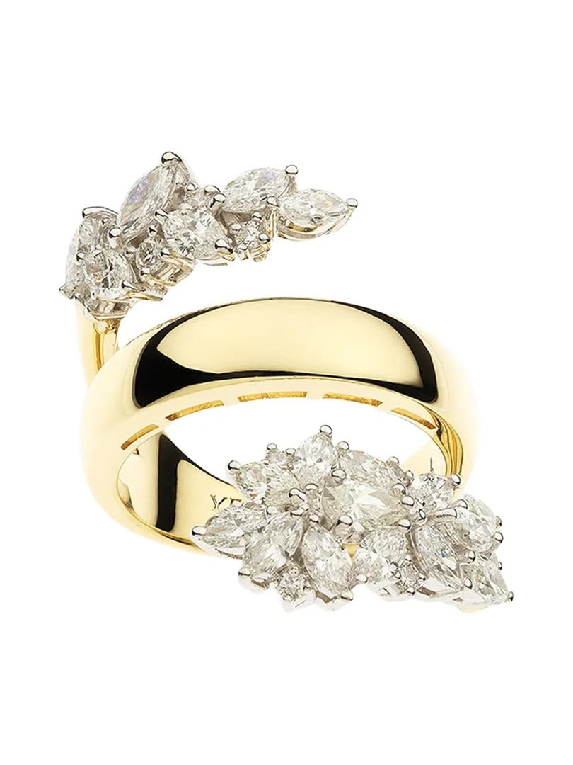 18K Yellow and White Gold Diamond Wrap Ring