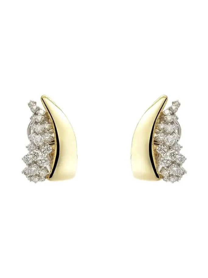 18K Yellow and White Gold Diamond Earring, Single