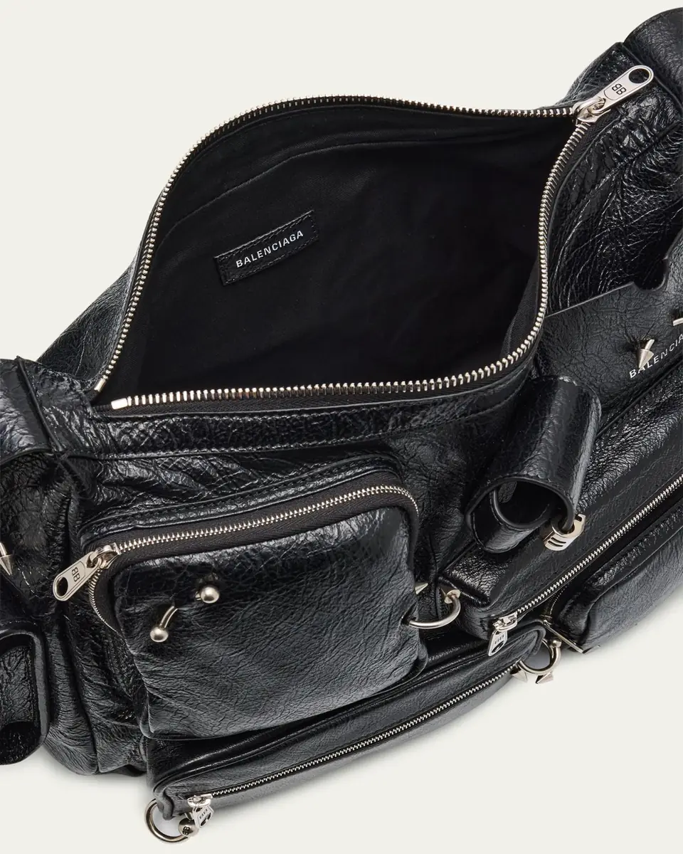 Balenciaga Men's Pierced Arena Lambskin Messenger Bag | Thumbnail 4