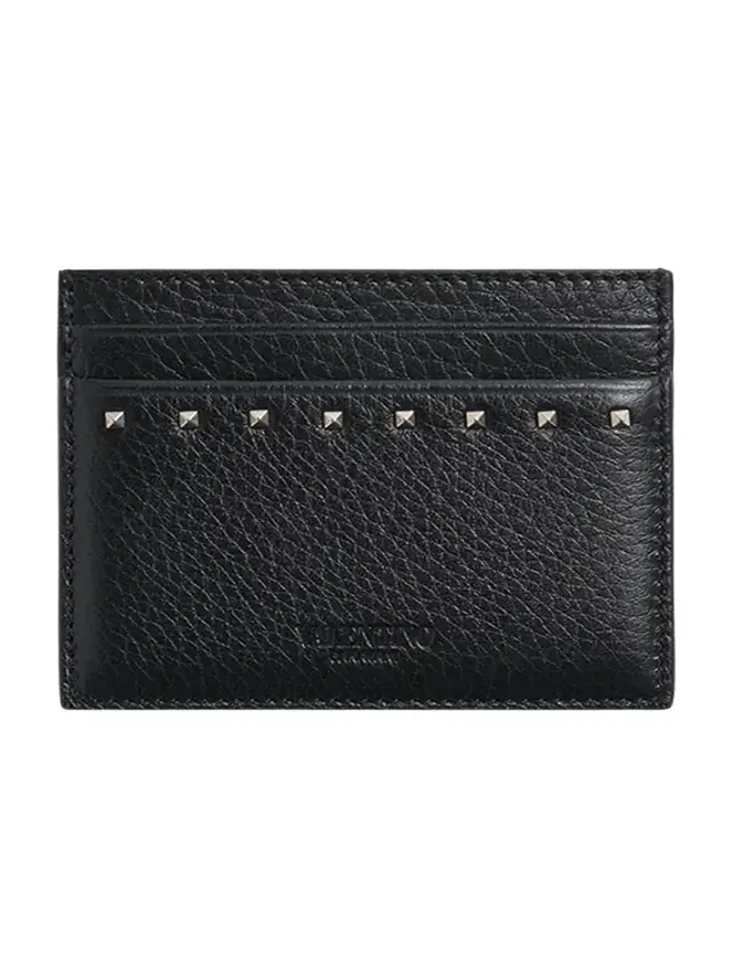 Men's Leather Rockstud Card Holder