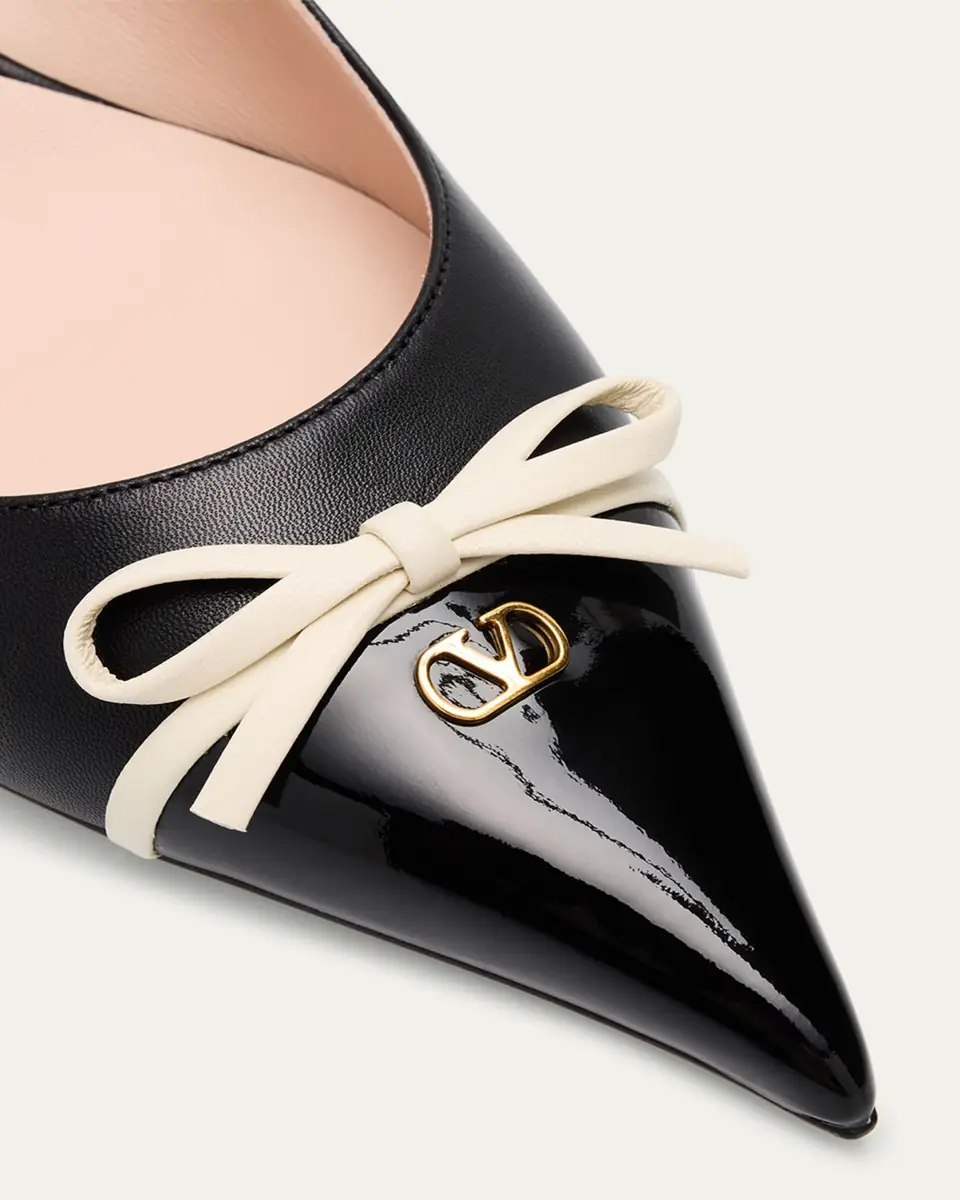 Valentino Garavani Patent Cap-Toe Leather Kitten Slingback Pumps | Thumbnail 5 Valentino Garavani Patent Cap-Toe Leather Kitten Slingback Pumps | Thumbnail 5