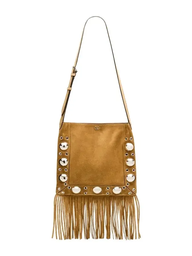 Nellcote Studded Fringe Suede Crossbody Bag