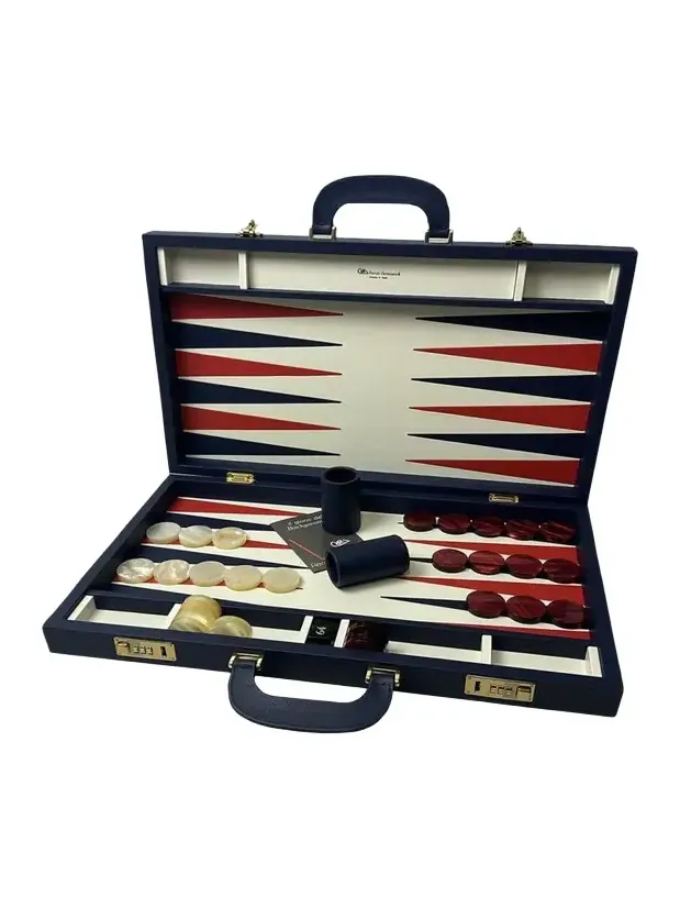 Renzo Romagnoli Large Leather Backgammon Set